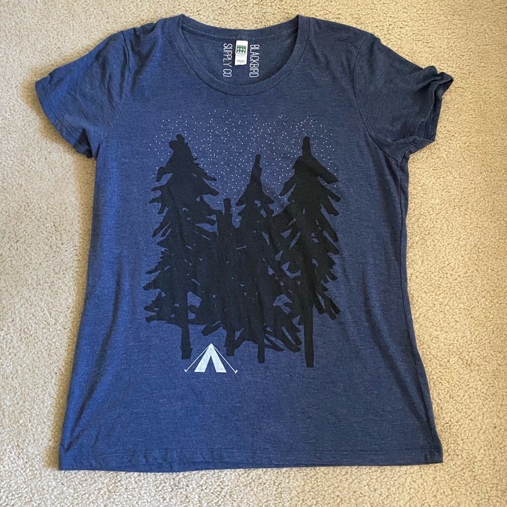 Navy blue starry night blackbird supply co t-shirt